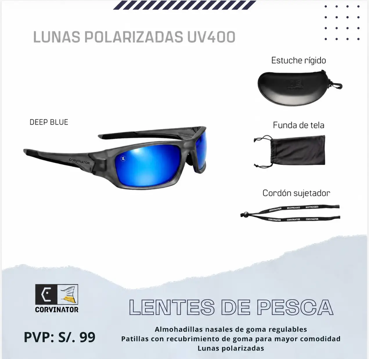 LENTES DE PESCA CORVINATOR - DEEP BLUE